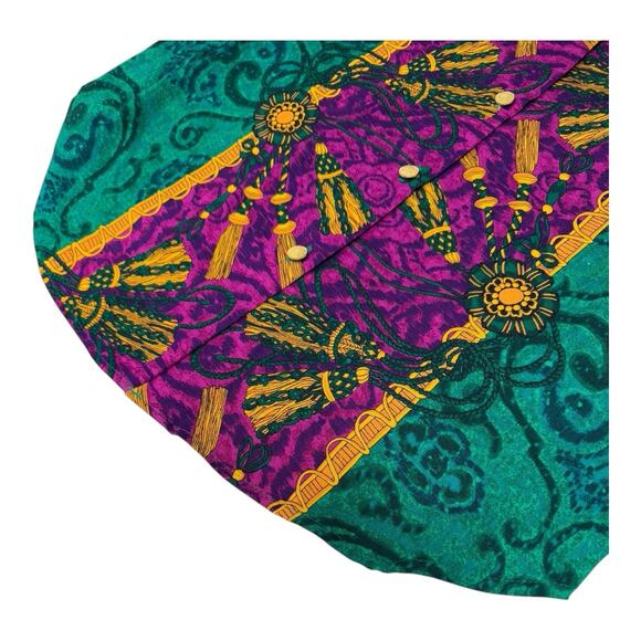 Vintage Style My Way M Green Purple Gold Baroque Medusa Head Medallion Tunic Top - Picture 9 of 10